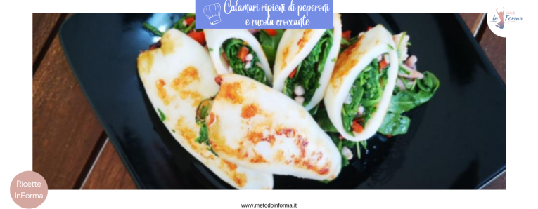 Calamari ripieni di peperoni e rucola croccante